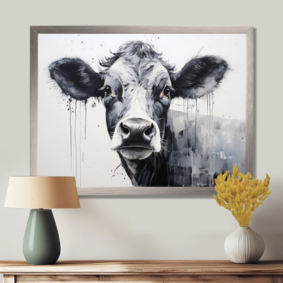 Minimalisme noir et blanc «I» - Vache, art mural