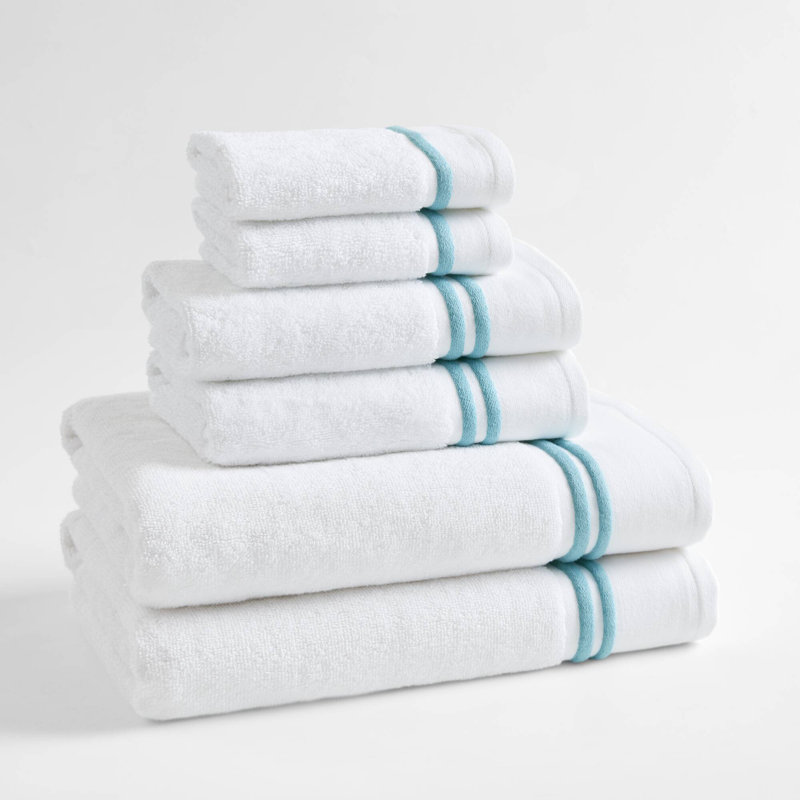 Fashion Towel 6 Piece Towel Set, 6-Piece, White/Aqua