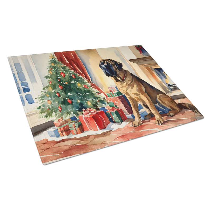 Grande planche à découper en verre Mastiff Cozy Christmas