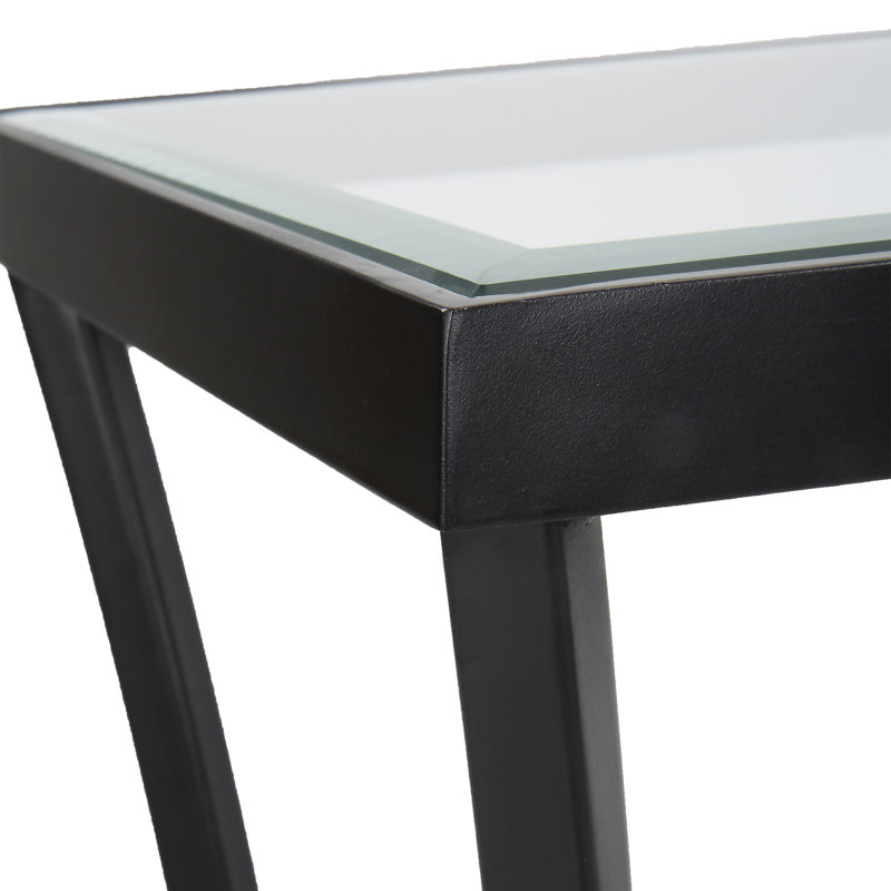 Versie 48'' Black Metal and Glass Console Table