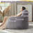 Oversize 46" Faux Fur Tufted Compression Bean Bag Chair with Pillow & Pocket, Memory Foam Filled-1079133302