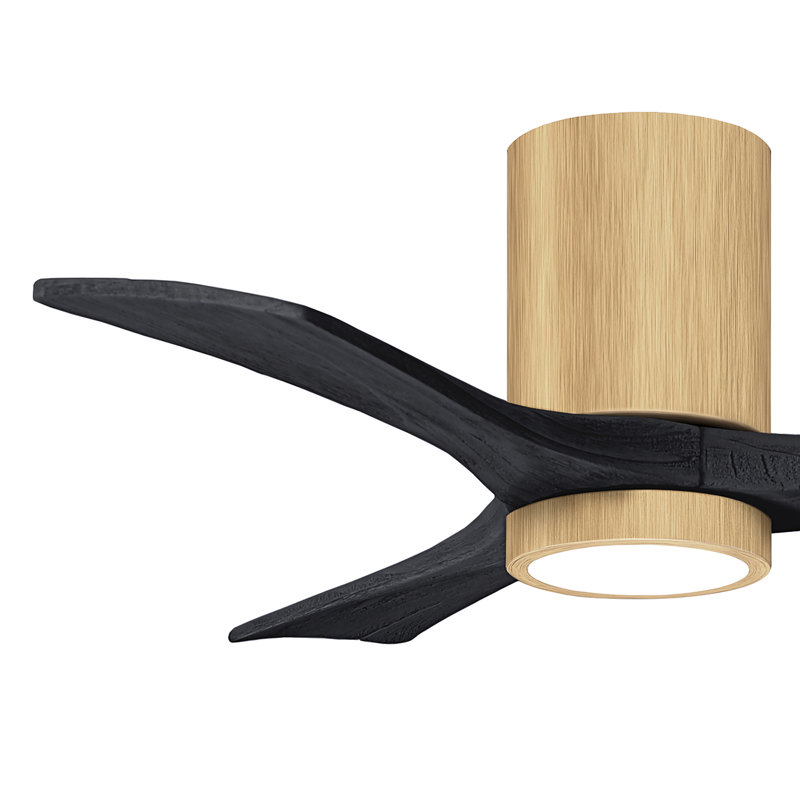 Olivier à 3 pales DEL standard avec ventilateur de plafond et ensemble d'éclairage inclus, Noir mat, Érable clair, 42"