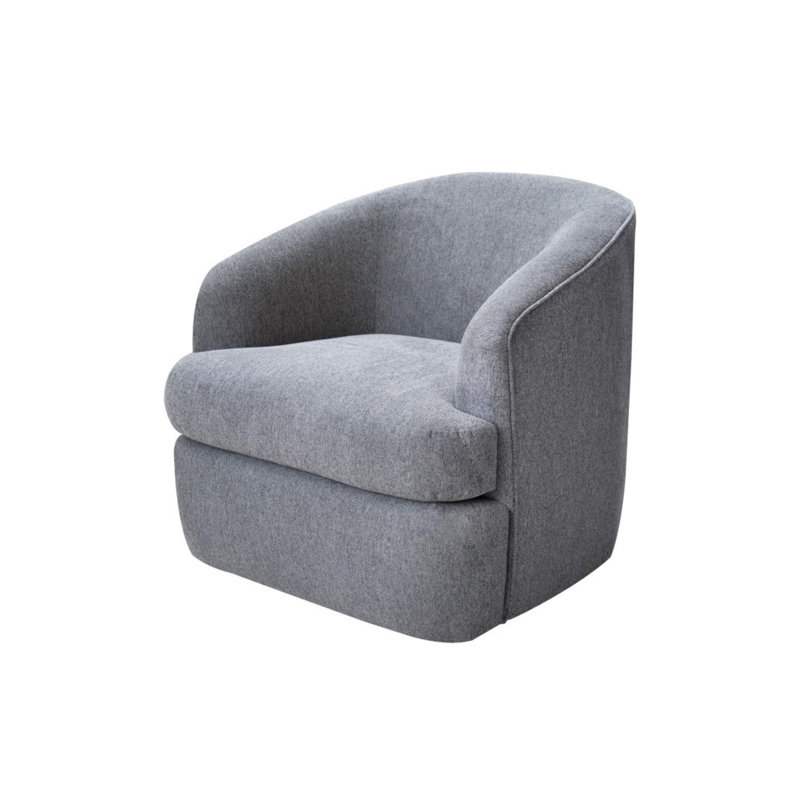 Fauteuil demi-tonneau pivotant de 33 po Darriane, Similicuir cognac