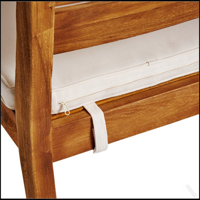 Ensemble de 2 chaises de salle à manger d'extérieur, teinte naturelle sablée avec coussin beige pour plus de confort et de style