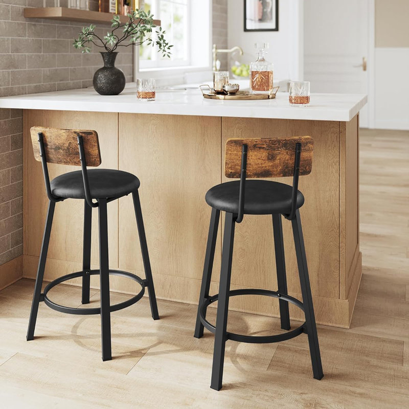Upholstered Counter Stool with Metal Frame, Forest Green/Black