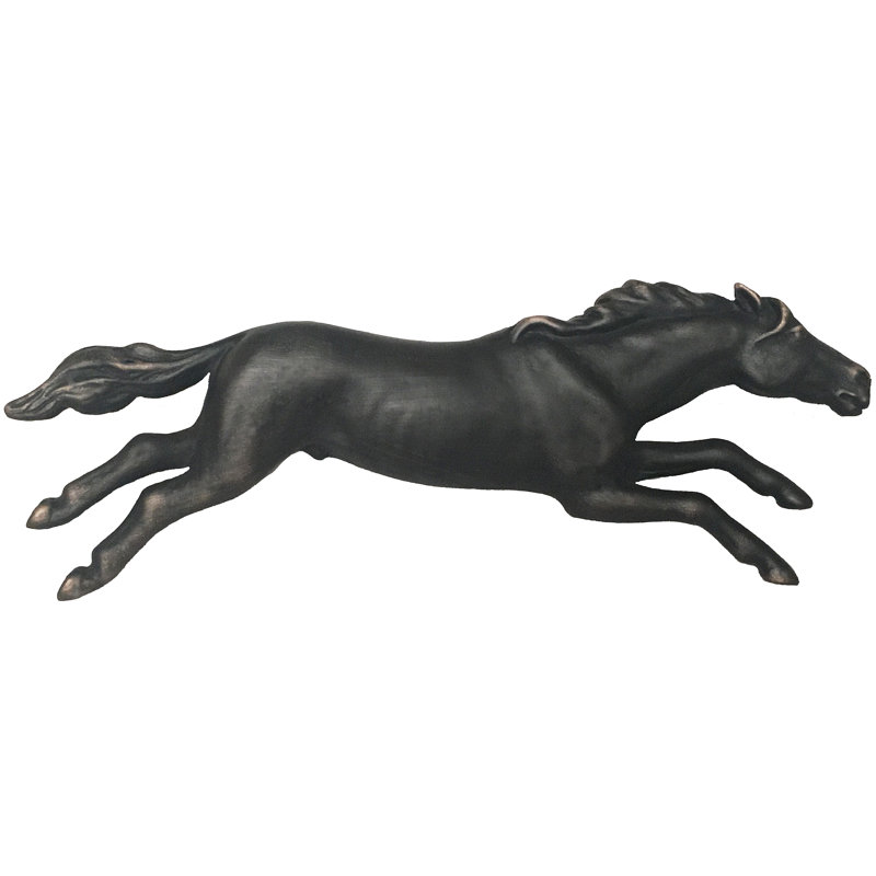 Poignée fantaisie 3 po Wild Horse, Bronze huilé, Faisant face vers la gauche