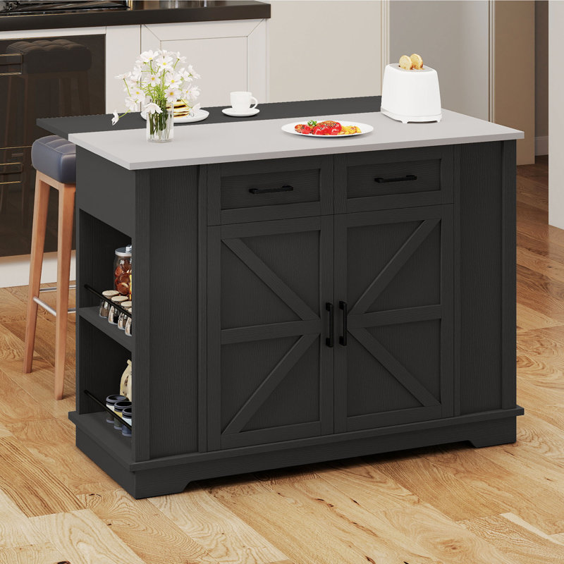 Rolling Portable Mobile Kitchen Island Cart On Wheels With Stainless Steel Metal Top Drop Leaf Power Outlet Storage Drawer Cabinet