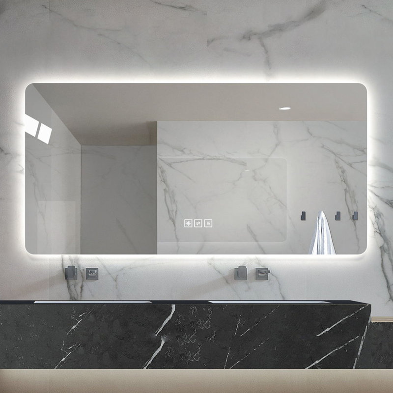 Miroir de salle de bain avec DEL 28 po x 60 po - Résistance à la corrosion, doux, fonction réglable