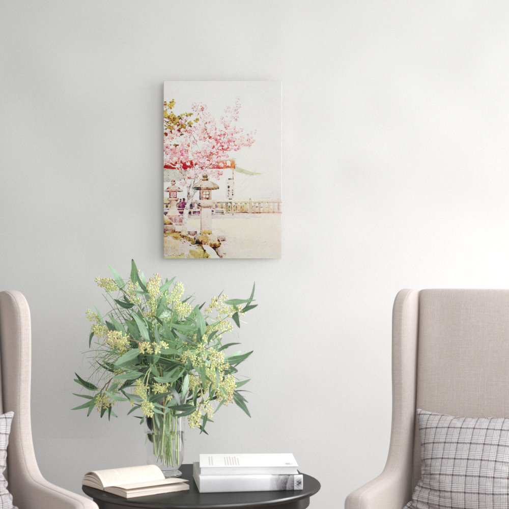 Japanese Oriental the Pink Cherry by Ella Du Cane - Wrapped Canvas