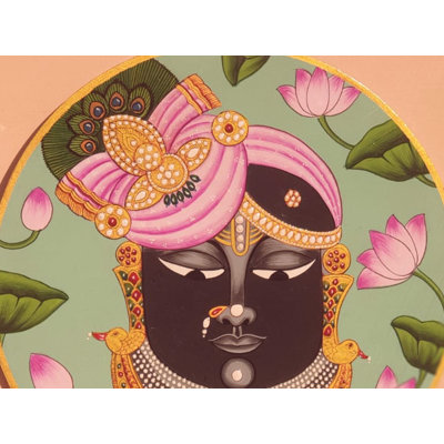 Visage Shrinathji, art Pichwai sur bois MDF | Par Jagriti Bhardwaj