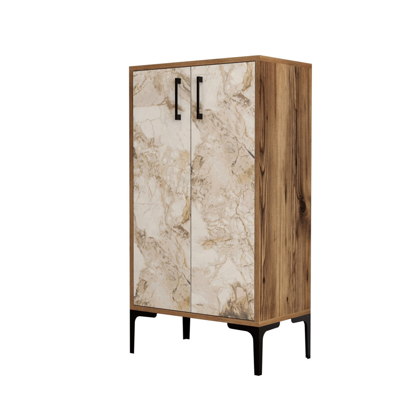 Padang 20 Pair Shoe Storage Cabinet, White/Brown