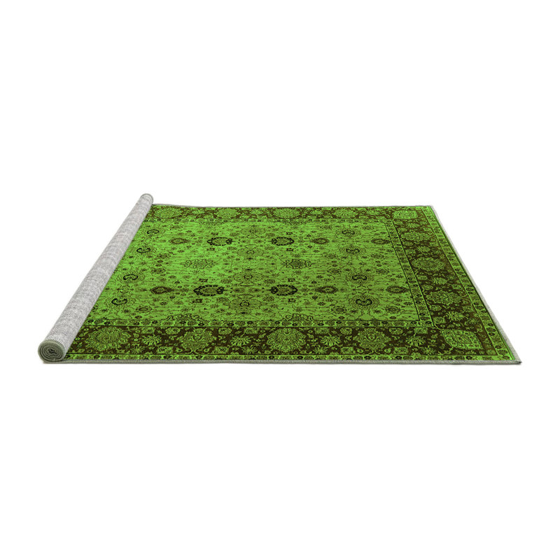 Tapis vert moyen lavable 1238 Mid-Century, Rond 7 pi