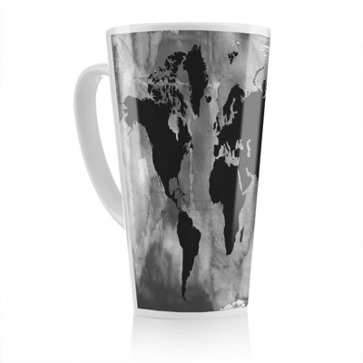 White World Map Latte Mug