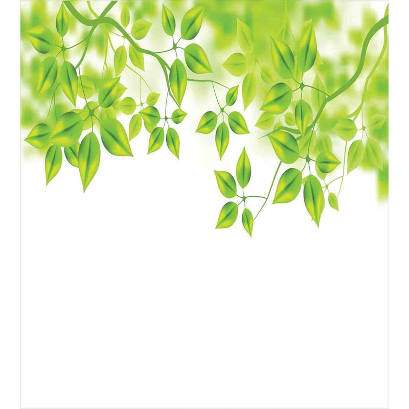 Ensemble de housse de couette en microfibre vert / blanc 3 pièces Leaves