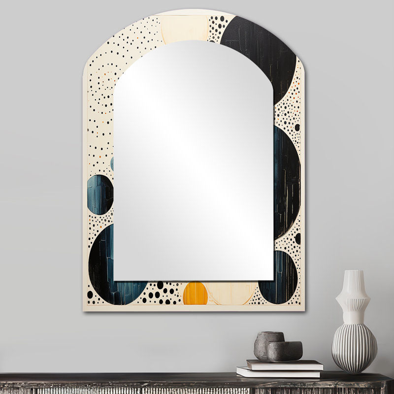 Miroir mural jaune moderne Mid Century, 34 po x 25 po