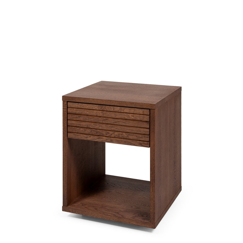 Table de chevet / table de chevet en bois massif noyer avec 1 tiroir