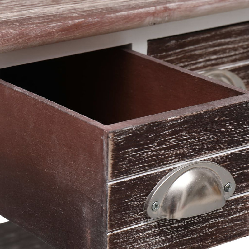 Angelique Side Table with Storage, Brown/White