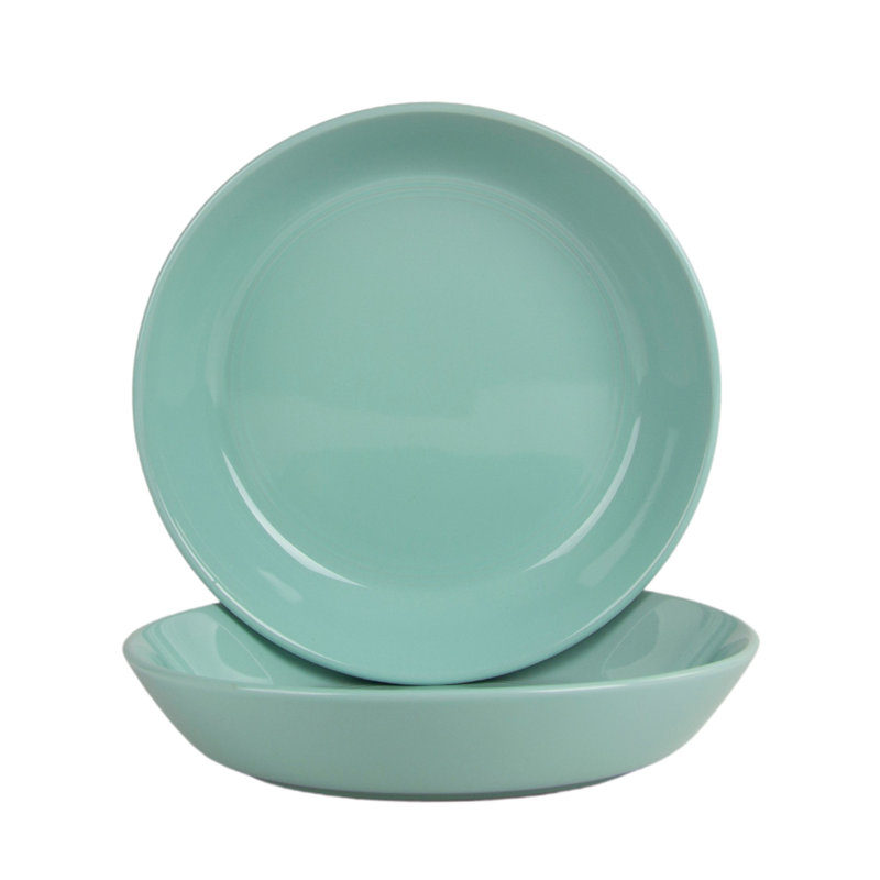Ensemble de 2 assiettes à dîner Double Line 9,5 po / 36 oz, bleu cobalt, Écume de mer