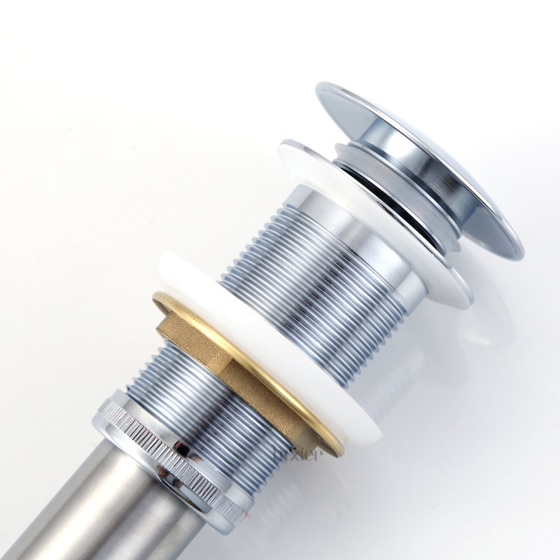 Bouchon de vidange de salle de bain escamotable sans trop-plein, Chrome