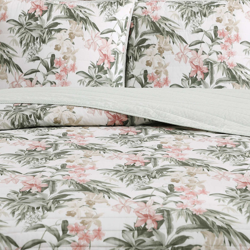 Island Orchid Quilt, King Quilt + 2 King Shams, Pink