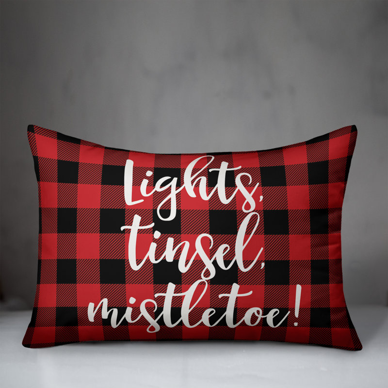  Coussin lombaire à carreaux avec lumières, guirlandes et gui