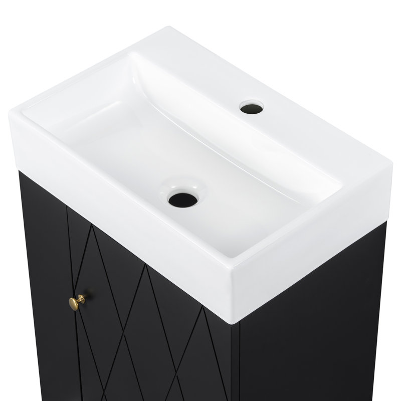 Meuble-lavabo 20 po avec lavabo en céramique, Noir