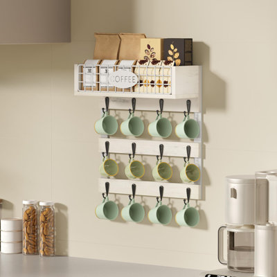 Wall-Mounted Mug Holder with 12 Hooks