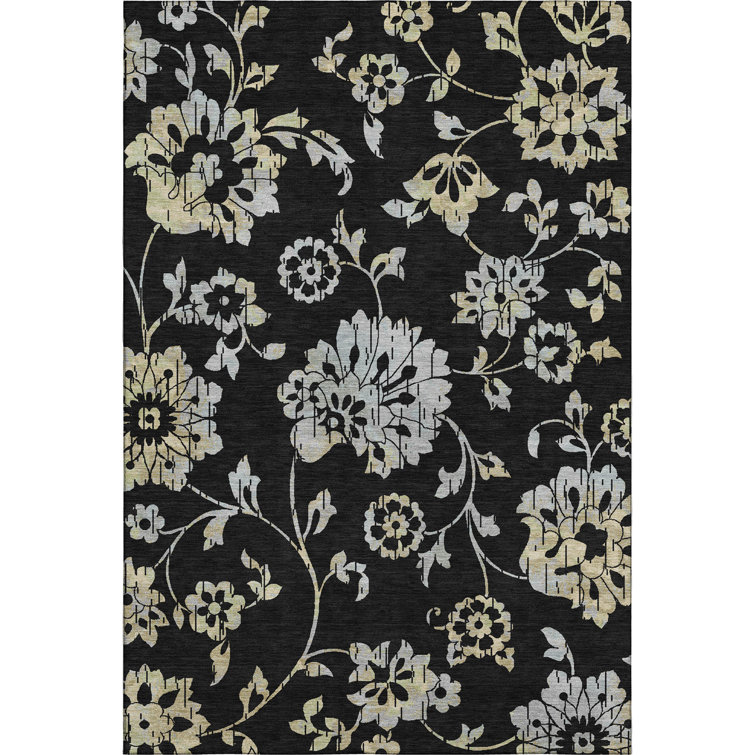 Premium Machine Washable Prisco Black Rug