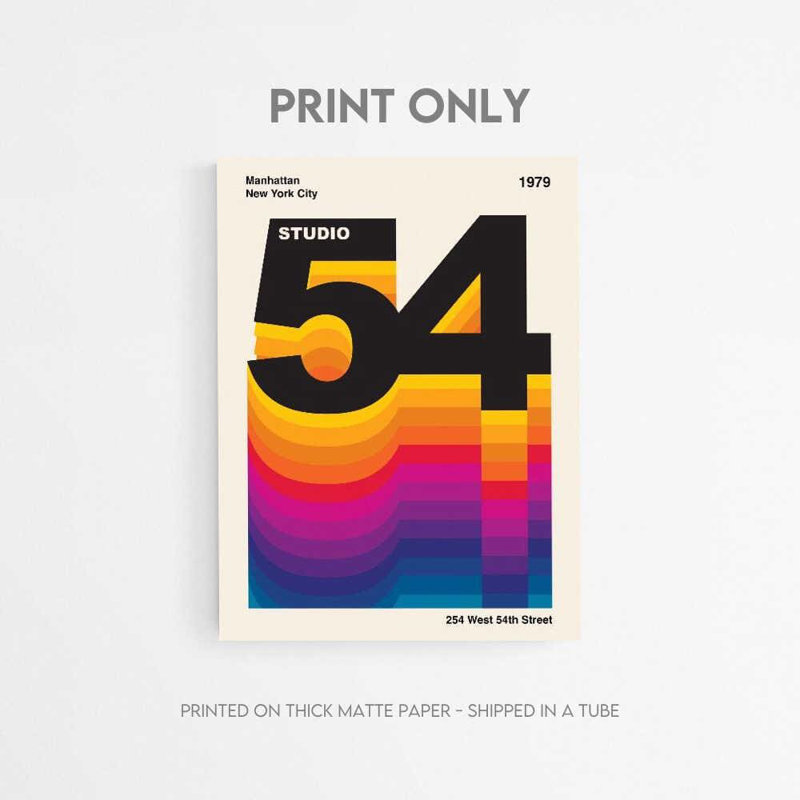 «Studio 54», affiche rétro de Manhattan, H 56 po x l 42 po, Tanné, Impression encadrée sans passe-partout