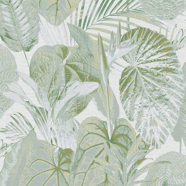 Flourish 10m x 53cm Glitter Wallpaper Roll, Green