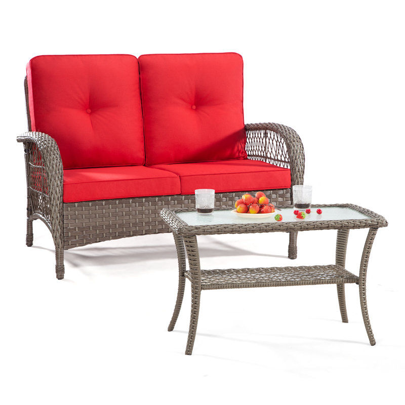 Monahans 49.61'' Wide Straight Loveseat with Cushions, Red