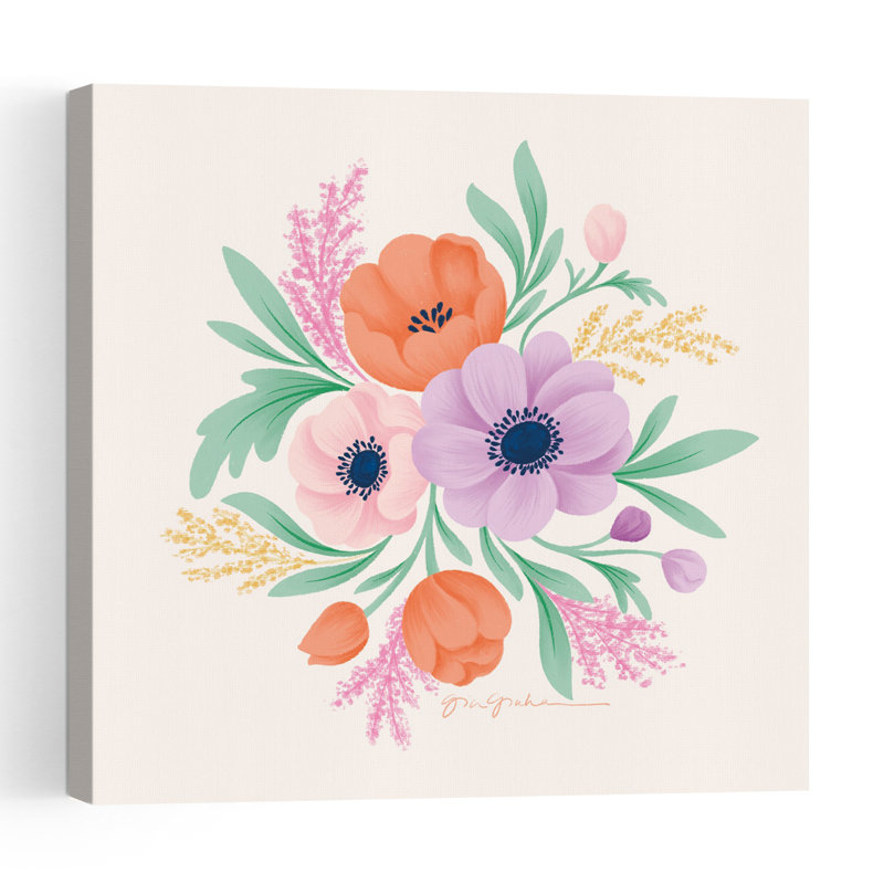 Spring Blooms II Abstract Contemporary Flower Landscape Wall Art Print by Gia Graham - 1 Piece Wrapped Canvas Wall Art