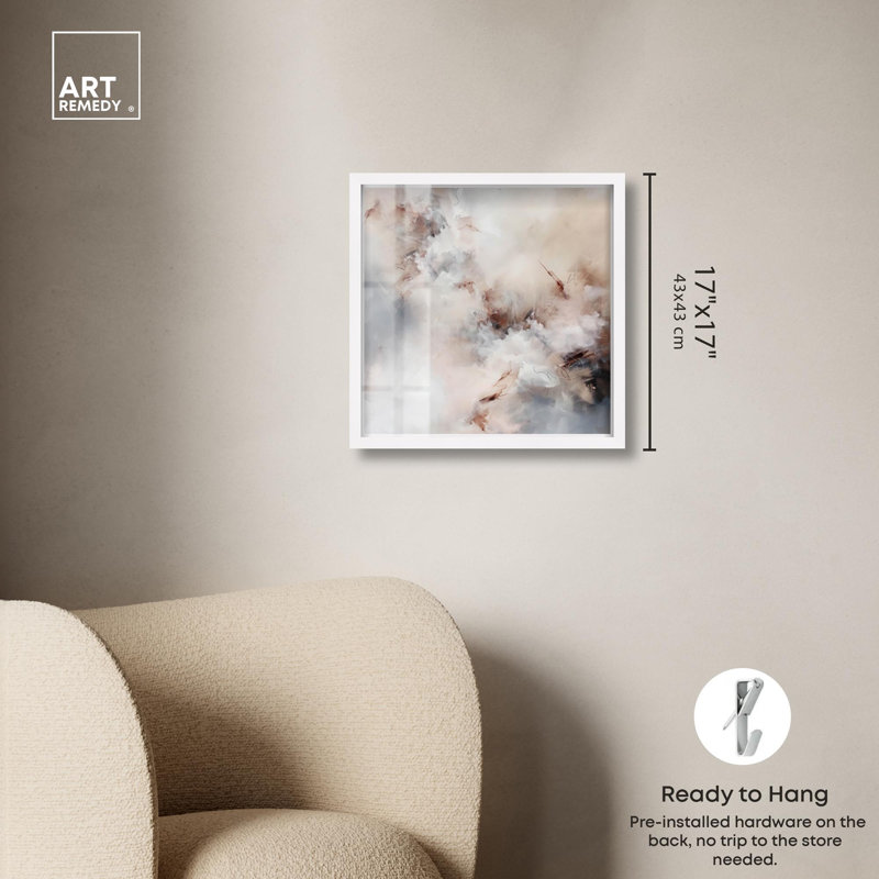 «Lost in Dreamy Clouds Coastal Art Shadowbox» par Art Remedy, H 17 po x l 17 po, Blanc