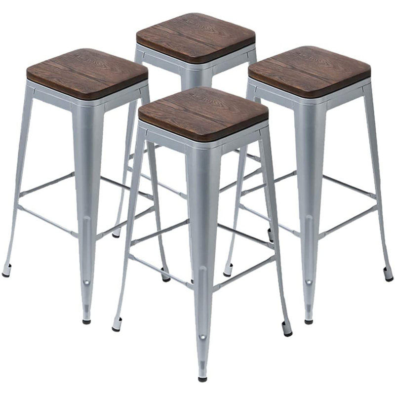 Hartung Counter Stool with Metal Frame, Grey, Bar Stool (30" Seat Height)