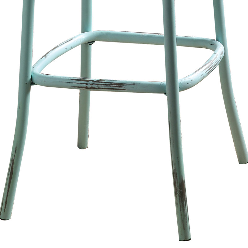 Antique Sky Bar Stool - Vintage Design With Metal , Wood Seat, 43.5" Height X 18.5" Width 20.5" Depth Oak Cross Back Look For Home, Comfortable 43.5 Inches High, 20.5 Deep