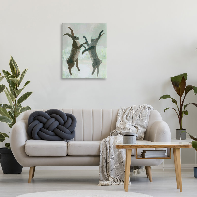 Boxe Hares Impression sur toile, design par Kay Widdowson, H 30 po x l 24 po