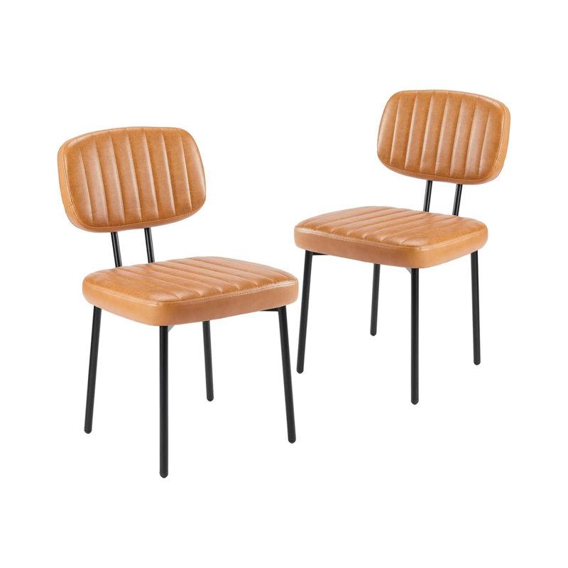 Dining Chairs, Upholstered Mid Century Modern Kitchen Dining Room Accent Chairs, Brown, 2