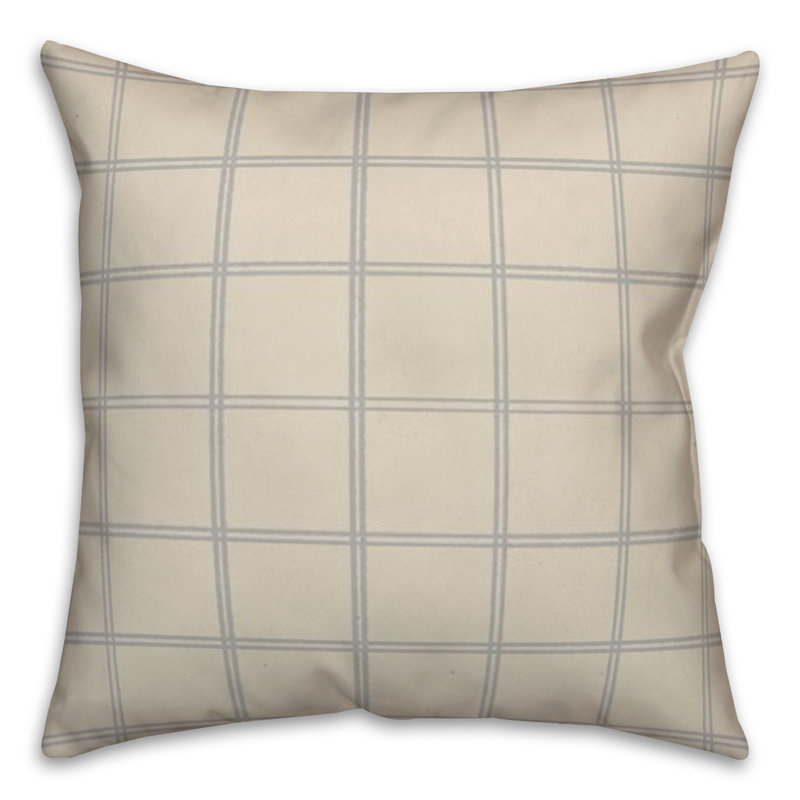 Checkered Throw Pillow, Cream/Gray
