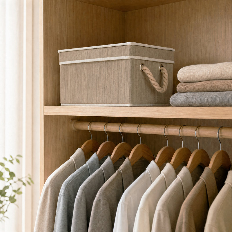Ensemble de 4 bacs de rangement en tissu avec couvercles, boîtes de rangement en polyester et coton gris avec poignées en corde