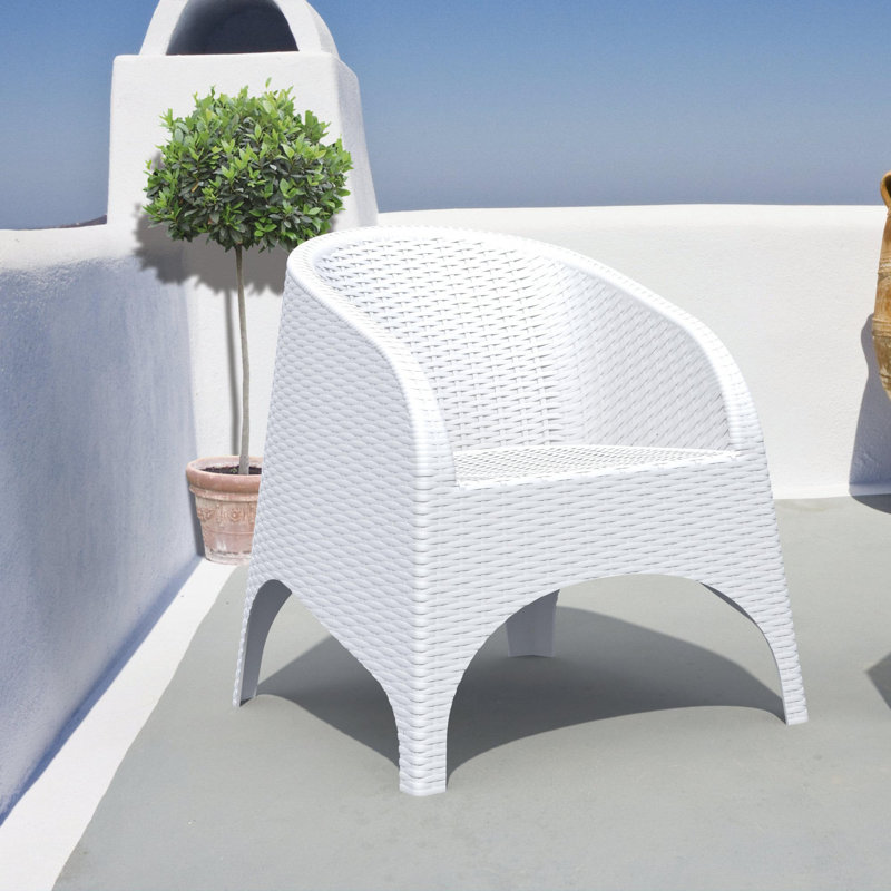 Chaise longue d'extérieur en osier Tomosuke, blanc