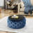Dark Blue Modern With Button- Covering And Strong Tempered Glass, 30.48" W X D 14.63" H Velvet Details Glass Top, Look,-341716732