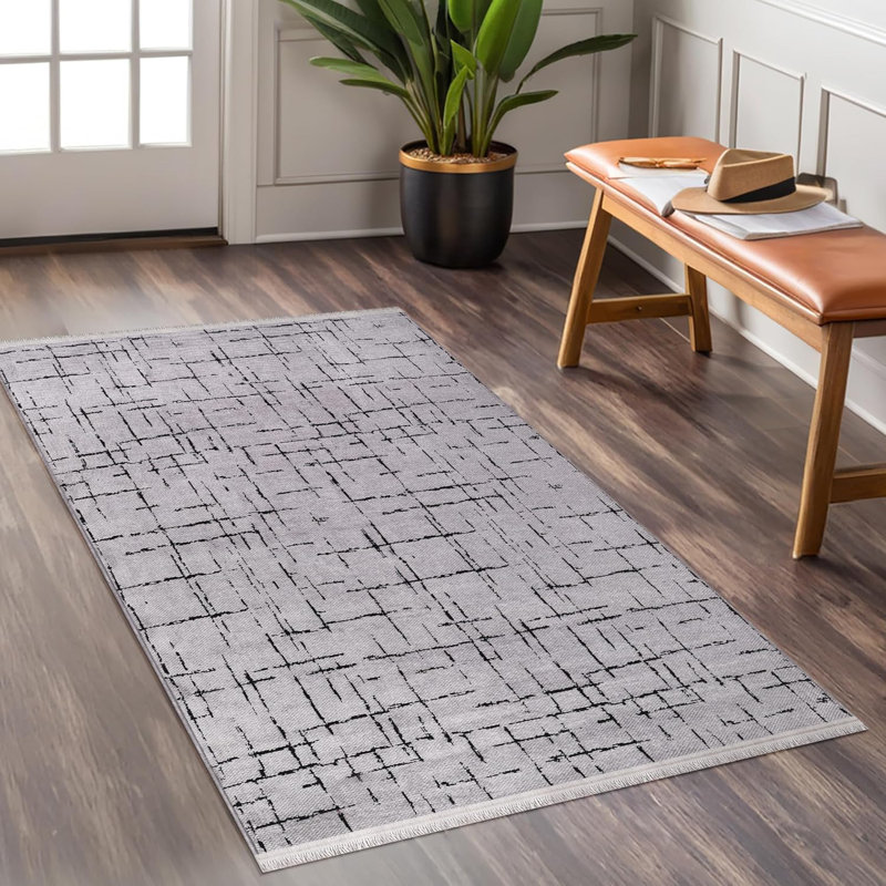 Non Slip Area Rug Low Pile Bedroom Rugs Machine Washable Floor Mat Living Room Carpet - NT0201, Rectangle 120 x 180 cm