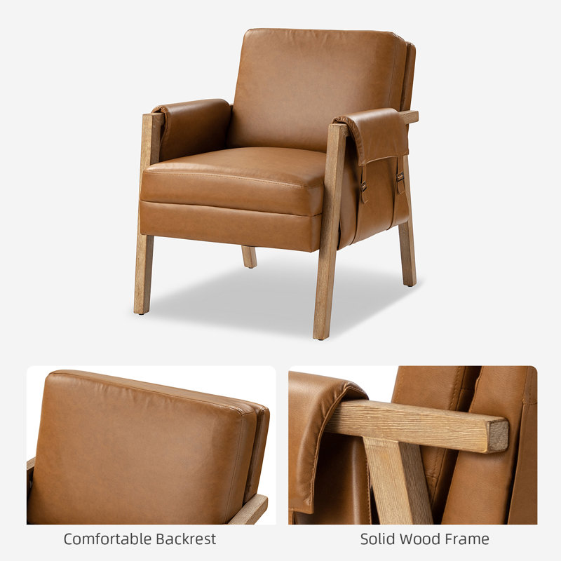 Faux Leather Armchair, Camel