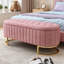 Élégant repose-pieds de rangement rembourré en velours avec capitonnage à boutons, banc de rangement avec pieds en métal pour la chambre à coucher, le salon, entièrement assemblé sauf les pieds-1856496954