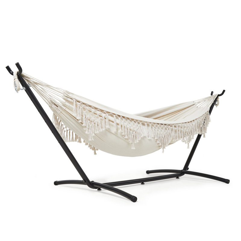 Hruby Double Classic Hammock with Stand, Beige