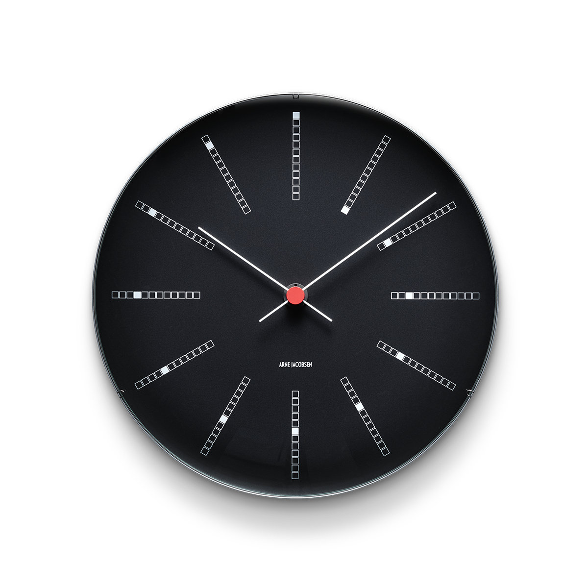 Bankers Metal Wall Clock, Black/White/Red, Large