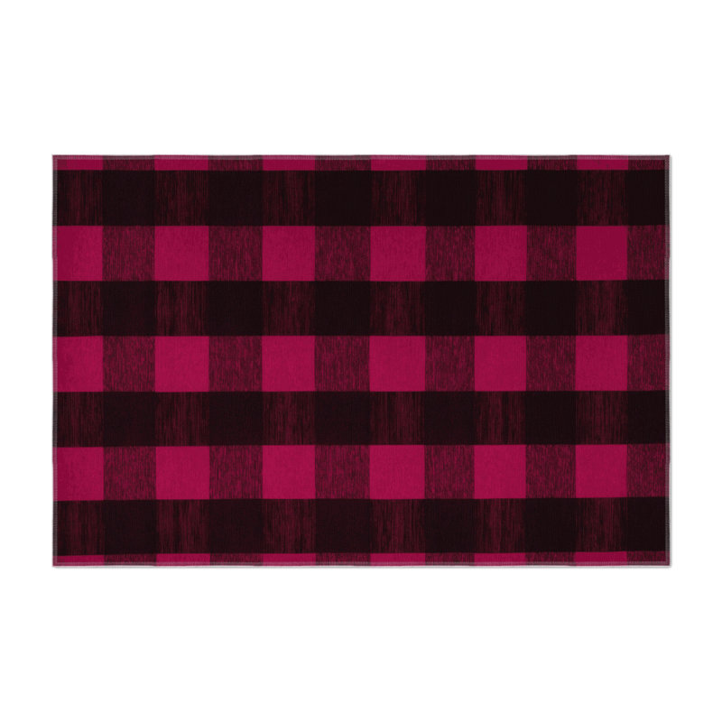 Checkered Red Indoor and Outdoor Area Rug, Rectangle 2' x 3'