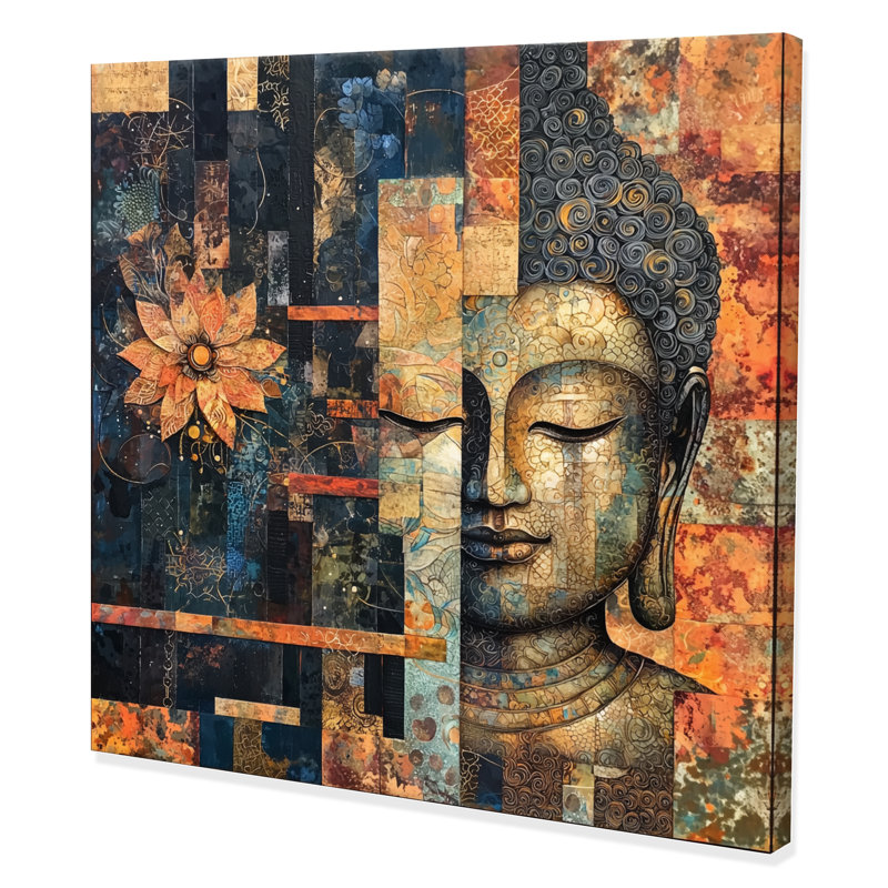 Bouddha murmurant le chemin du bouddhisme II - décoration murale bouddhisme, H 16 po x l 16 po, Toile tendue
