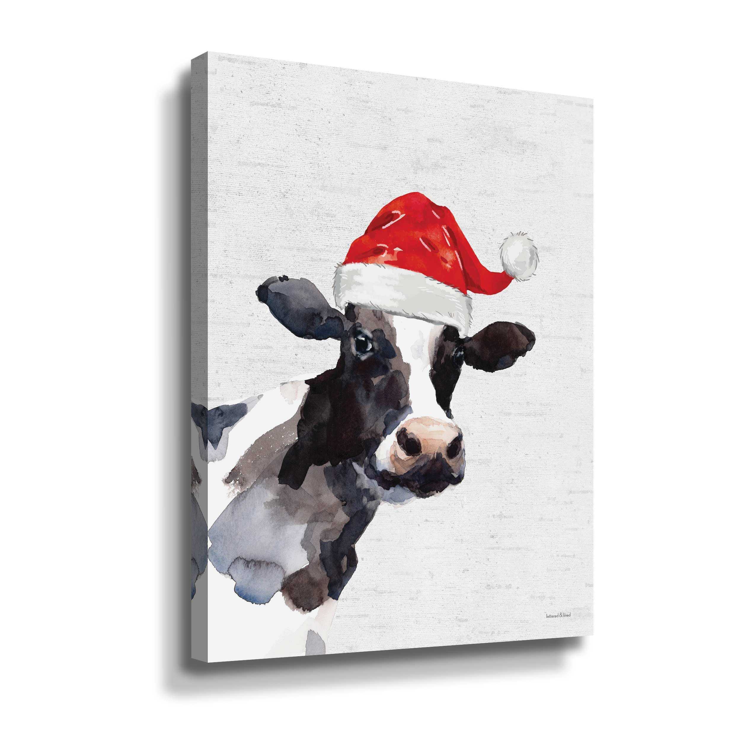 cow christmas painting