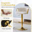 Tabouret de comptoir, velours, ensemble de 2, beige, doré, revêtement en velours